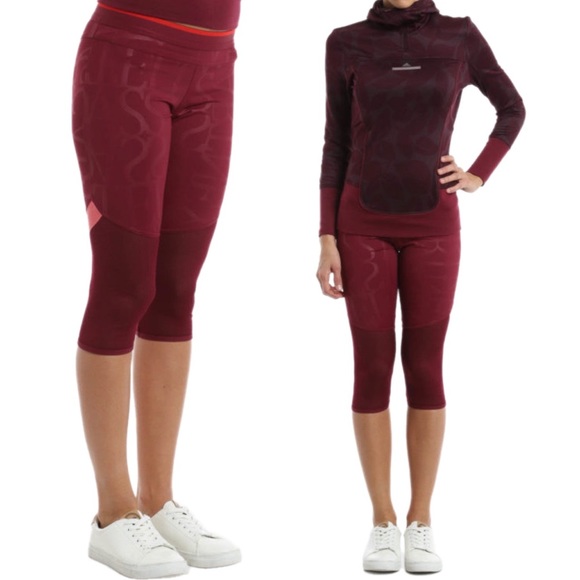 Stella McCartney X Adidas Run 3/4 Tights Red sz Small - Picture 2 of 14